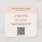 Carte de visite carré rose code QR dent moderne (Dos)