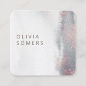 Carte De Visite Carré Rose d'aquarelle Abstraite tendance Parties scinti (Devant)
