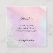 Carte De Visite Carré Rose d'aquarelle ciseaux or parties scintillant co (Dos)