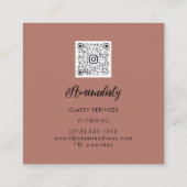 Carte De Visite Carré Rose de code QR des services de nettoyage de maiso (Dos)
