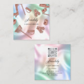 Carte De Visite Carré Rose de code QR des services de nettoyage de maiso (Devant / Derrière)