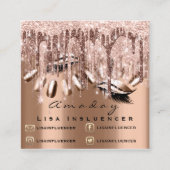 Carte De Visite Carré Rose de manucure à ongles de maquillage profession (Devant)