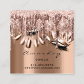 Carte De Visite Carré Rose de manucure à ongles de maquillage profession (Dos)