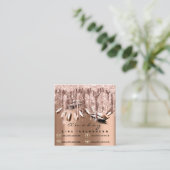 Carte De Visite Carré Rose de manucure à ongles de maquillage profession (Debout devant)