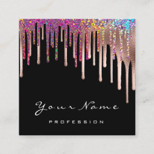 Carte De Visite Carré Rose de maquillage Lecteurs holographiques noir ar