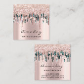Carte De Visite Carré Rose de maquillage professionnel coiffeur Diamond (Devant / Derrière)