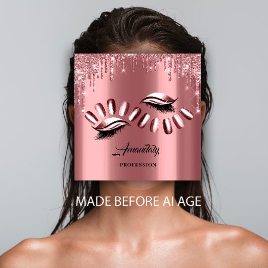 Carte De Visite Carré Rose de rendez-vous pour manucure de maquillage pr