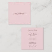 Carte De Visite Carré Rose de script moderne professionnel (Devant / Derrière)