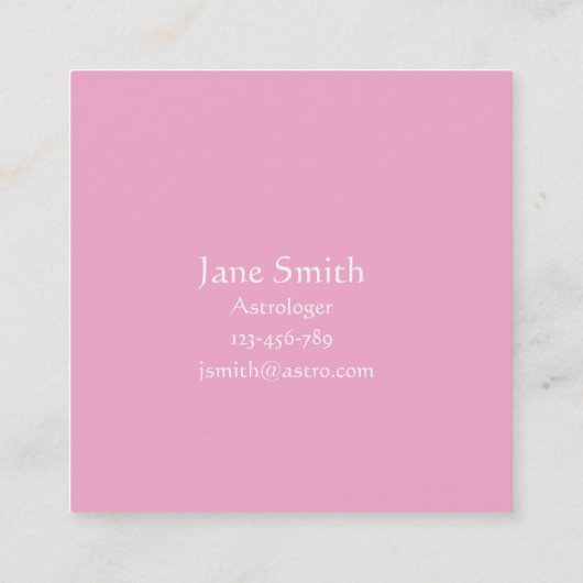 Carte De Visite Carré Rose de services aux entreprises d'astrologie (Dos)