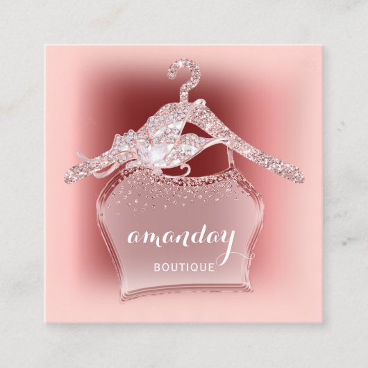 Carte De Visite Carré Rose Diamond Hanger Boutique Bourgogne (Devant)
