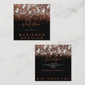 Carte De Visite Carré Rose d'ouverture professionnelle Parties scintilla (Devant / Derrière)