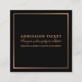 Carte De Visite Carré Rose élégant Gold & Black, billet d'entrée (Devant)