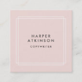 Carte De Visite Carré Rose et blanc modernes bordés (Devant)