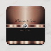 Carte De Visite Carré Rose glamour Noir avec Faux Rhinestones (Devant)