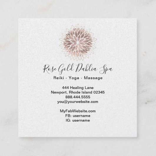 Carte De Visite Carré ~ Rose Gold Dahlia Flora Éruption d'énergie AP2 (Dos)