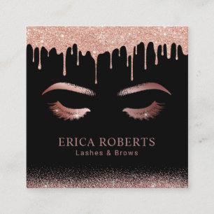 Carte De Visite Carré Rose Gold Drives Lashes & Brows maquillage Artiste