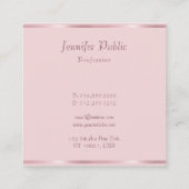 Carte De Visite Carré Rose Gold Elegant Modèle de script main moderne (Dos)