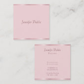 Carte De Visite Carré Rose Gold Elegant Modèle de script main moderne (Devant / Derrière)