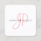 Carte De Visite Carré Rose Gold Elegant Monogramme Moderne Design Modèle (Devant)