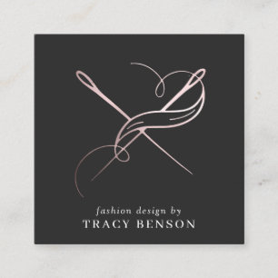 Carte De Visite Carré Rose Gold fait main   Aiguille et filetage