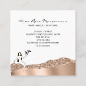 Carte De Visite Carré *~ Rose Gold long cheveux déesse beauté chic (Dos)