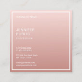 Carte De Visite Carré Rose Gold Moderne Simple Design Elégant Modèle (Dos)