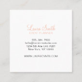 Carte De Visite Carré Rose Gold & Navy | Monogramme circulaire minimalis (Dos)