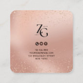 Carte De Visite Carré Rose Gold Social Media Sign Avec Code QR (Dos)