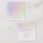 Carte De Visite Carré *~* Rose Gold Willow Tree Branch Pastel Rainbow (Devant / Derrière)