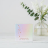 Carte De Visite Carré *~* Rose Gold Willow Tree Branch Pastel Rainbow (Debout devant)