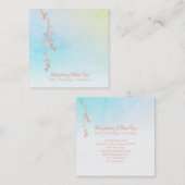 Carte De Visite Carré *~* Rose Gold Willow Tree Branch Rainbow Pastel (Devant / Derrière)