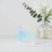 Carte De Visite Carré *~* Rose Gold Willow Tree Branch Rainbow Pastel (Debout devant)