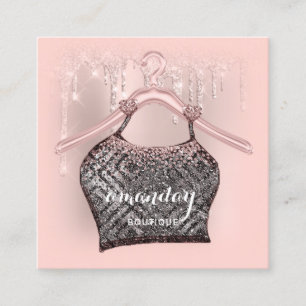 Carte De Visite Carré Rose Hanger Hanger Dress Fashion Shop Parties scin