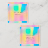 Carte De Visite Carré Rose Holographique Ombre encadré simplement profes (Devant / Derrière)