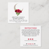 Carte De Visite Carré Rose Lune Cristal Bougie Intention Spell (Devant / Derrière)