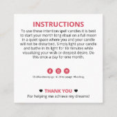 Carte De Visite Carré Rose Lune Cristal Bougie Intention Spell (Dos)