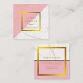 Carte De Visite Carré Rose Marble Gold Faux Construction professionnelle (Devant / Derrière)
