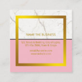 Carte De Visite Carré Rose Marble Gold Faux Construction professionnelle (Dos)