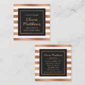 Carte De Visite Carré Rose moderne Gold Foil Stripes Luxueux (Devant / Derrière)