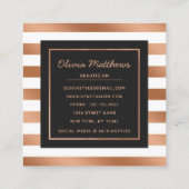 Carte De Visite Carré Rose moderne Gold Foil Stripes Luxueux (Dos)