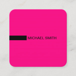 Carte De Visite Carré Rose moderne minimaliste élégant et noir