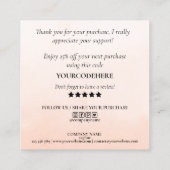 Carte De Visite Carré rose or gouttes coeur merci pour votre commande (Dos)