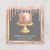 Carte De Visite Carré Rose Parties scintillant or Drives Blush Rose Cus (Devant)