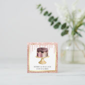 Carte De Visite Carré Rose Parties scintillant or Drives Custom Pink Cak (Debout devant)