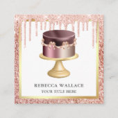 Carte De Visite Carré Rose Parties scintillant or Drives Custom Pink Cak (Devant)