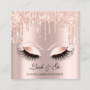 Carte De Visite Carré Rose Pink Maquillage Artiste Lashes d'extension