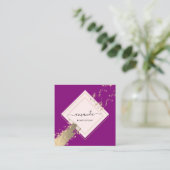 Carte De Visite Carré Rose professionnel Frame Gold Berry Pink Confetti (Debout devant)