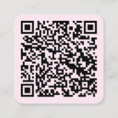 Carte De Visite Carré Rose | QR Code Médias sociaux | Bonjour (Dos)