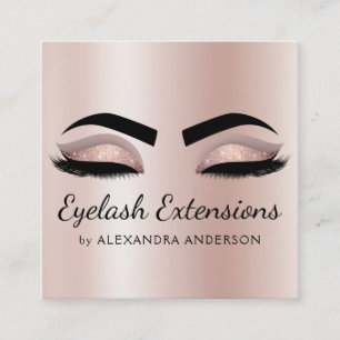 Carte De Visite Carré Rose rose d'or de parties scintillantes de mèches