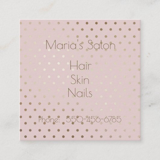 Carte de visite Carré Rose rose et or (Devant)